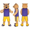 Wildcat Mascot Costume in Tan with Purple Shirt Adult