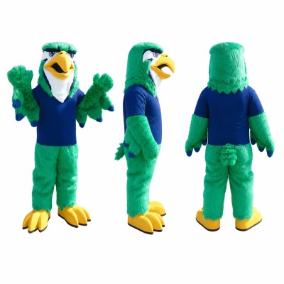 Parrot Mascot Costume in Green with Navy Vest Adult
