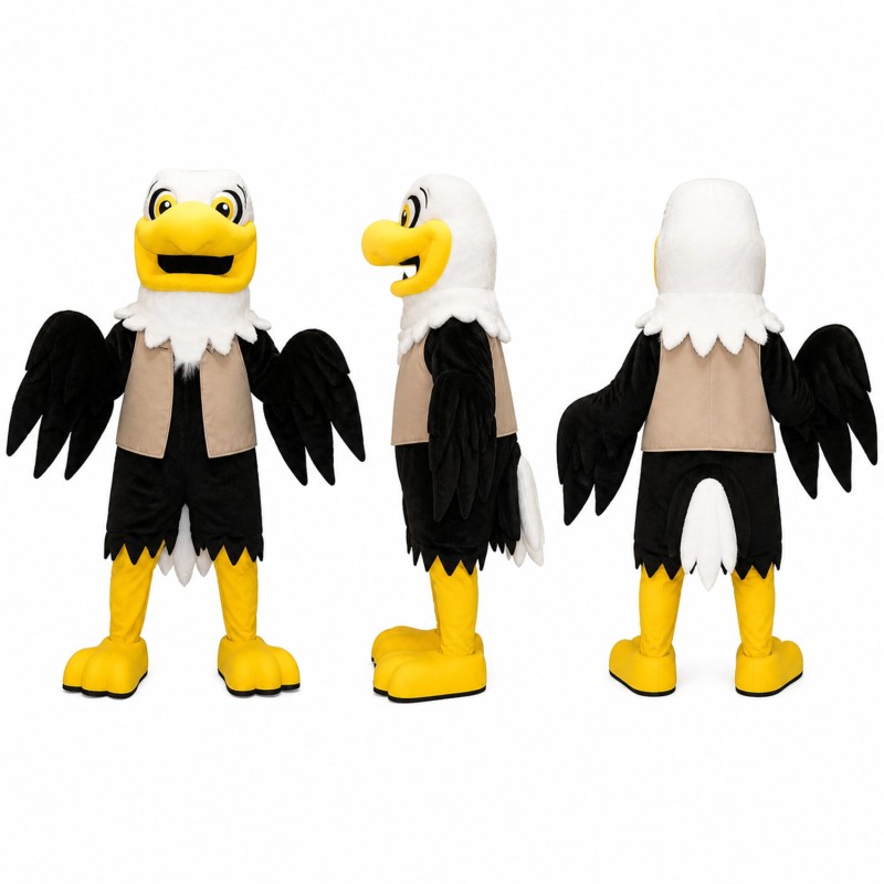 Eagle Mascot Costume in Black and White Adult