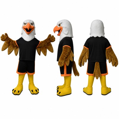 Eagle Athlete Mascot Costume in Brown with Black Uniform Adult