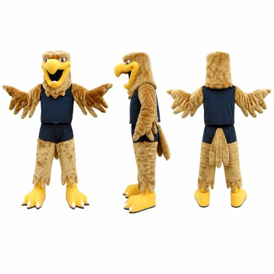 Eagle Athlete Mascot Costume in Brown with Black Shirt Adult