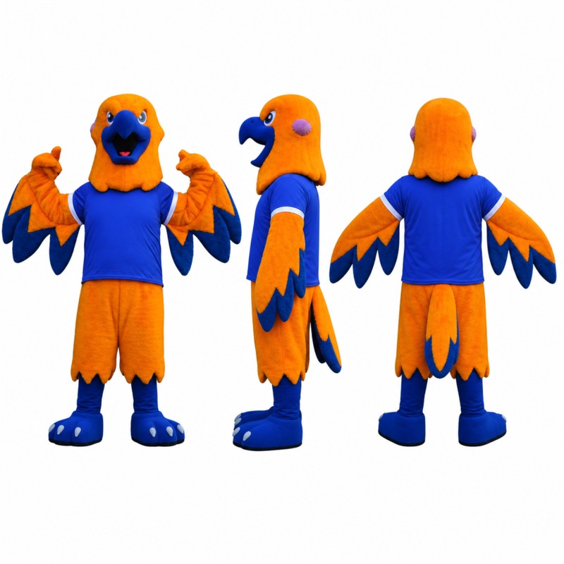 Bird Mascot Costume in Orange and Blue Adult