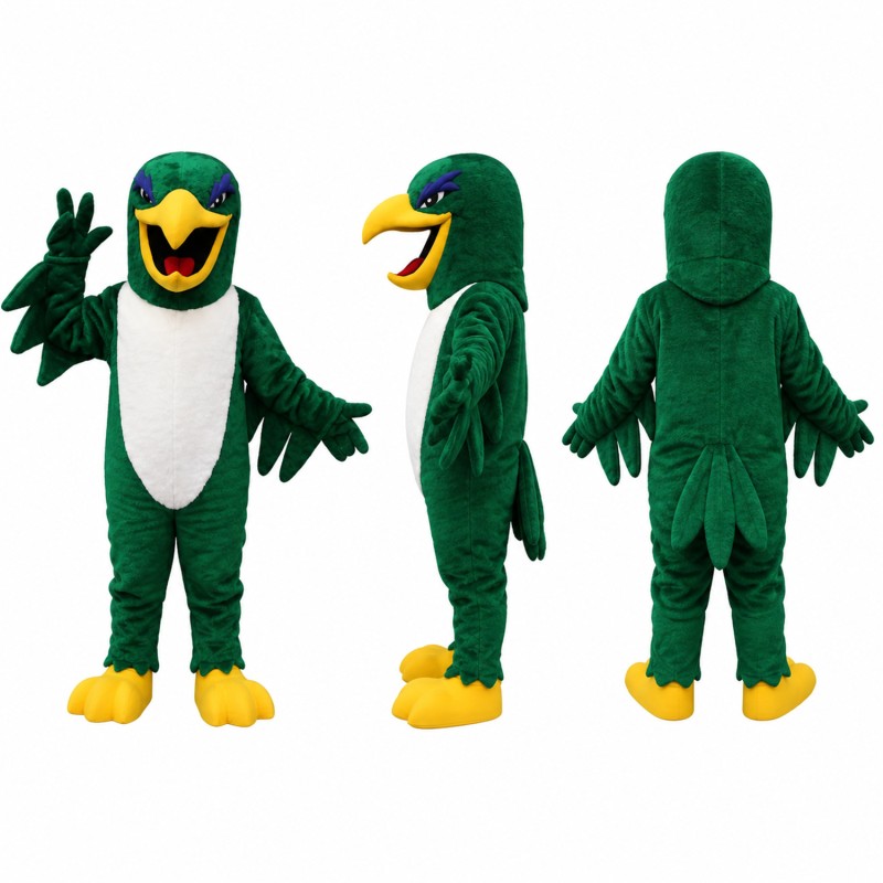 Parrot Mascot Costume in Green with White Belly Adult