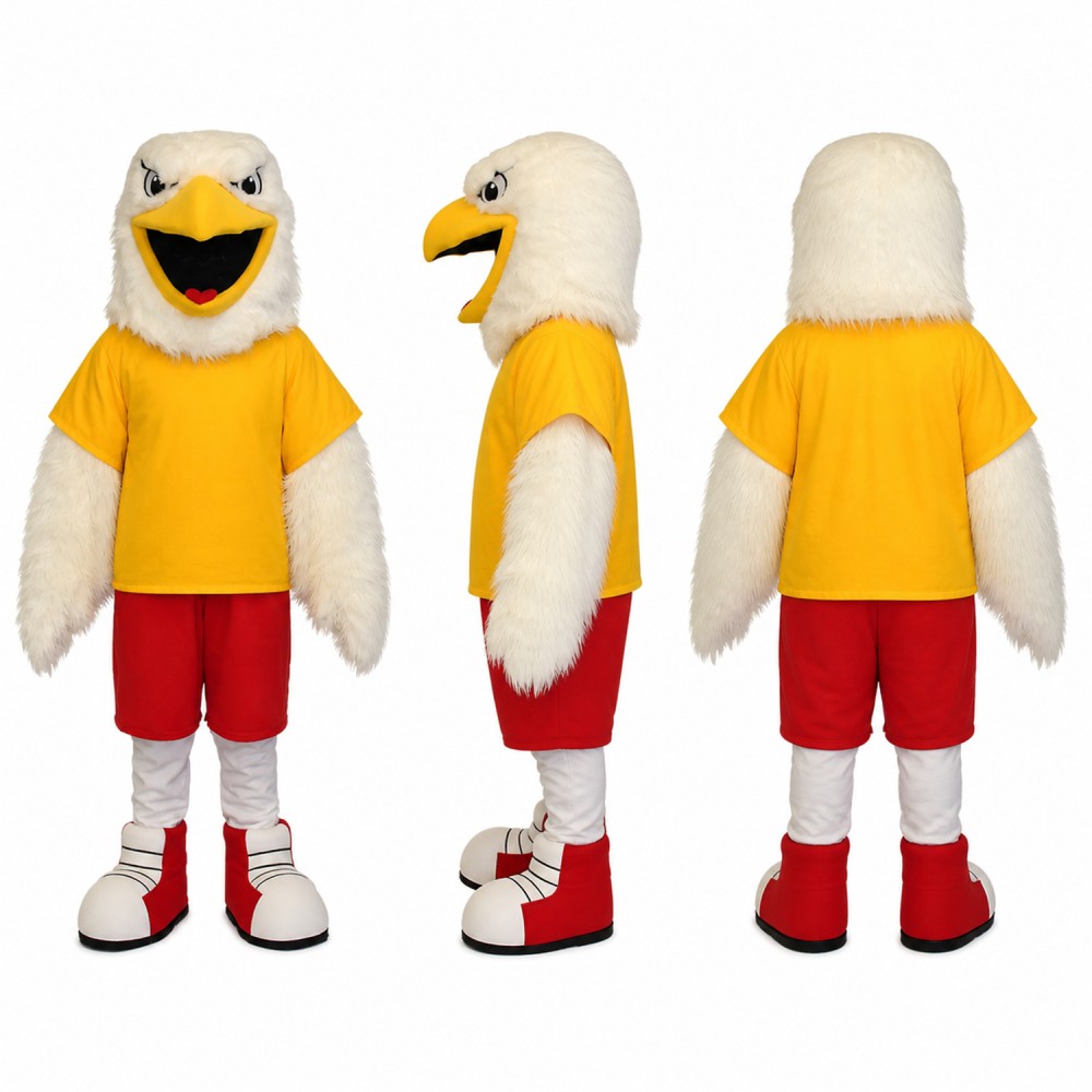 Bird Mascot Costume in White with Yellow Shirt Adult Bird Mascot Costume in White with Yellow Shirt Adult