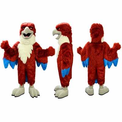 Eagle Mascot Costume in White with Red Feathers Adult