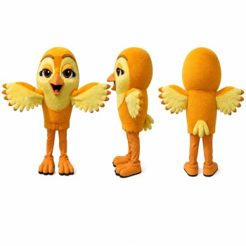 Bird Mascot Costume in Yellow with Orange Wings Adult