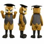 Graduate Owl Mascot Costume in Brown with Gray Suit Adult