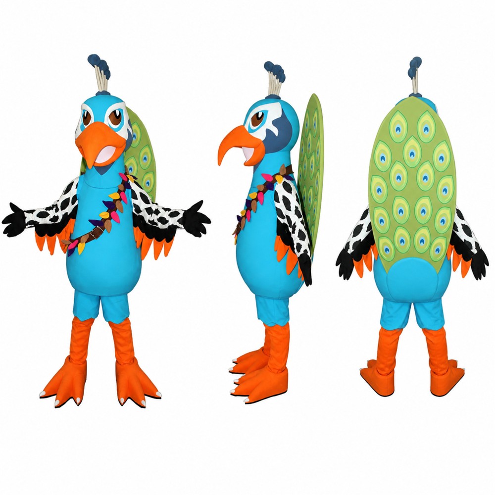 Exotic Bird Mascot Costume in Teal and Orange Adult Exotic Bird Mascot Costume in Teal and Orange Adult