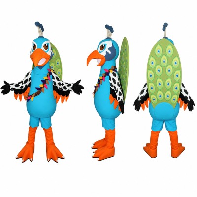 Exotic Bird Mascot Costume in Teal and Orange Adult