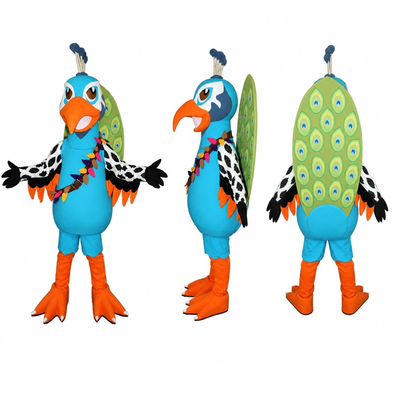 Exotic Bird Mascot Costume in Teal and Orange Adult