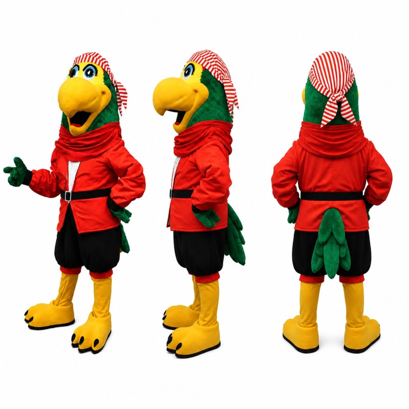 Bird Mascot Costume in Yellow with Red Jacket Adult