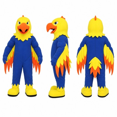 Parrot Mascot Costume in Blue and Yellow Adult
