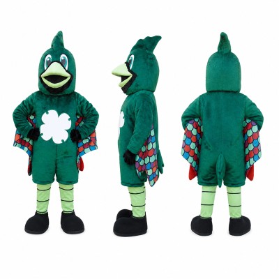 Bird Mascot Costume in Green with White Clover Adult