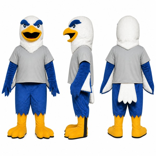 Eagle Mascot Costume in White with Gray Shirt Adult