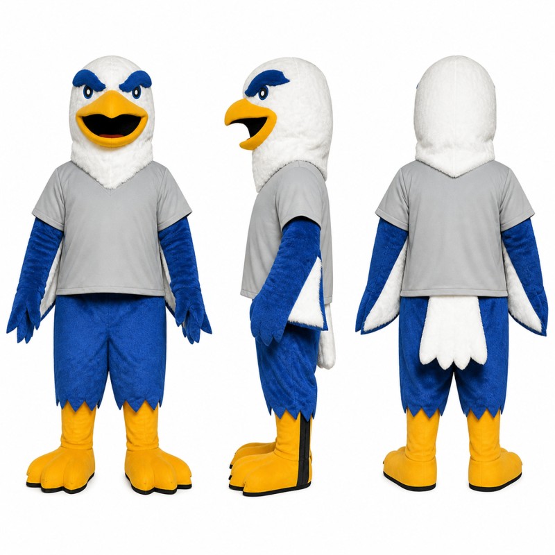 Eagle Mascot Costume in White with Gray Shirt Adult