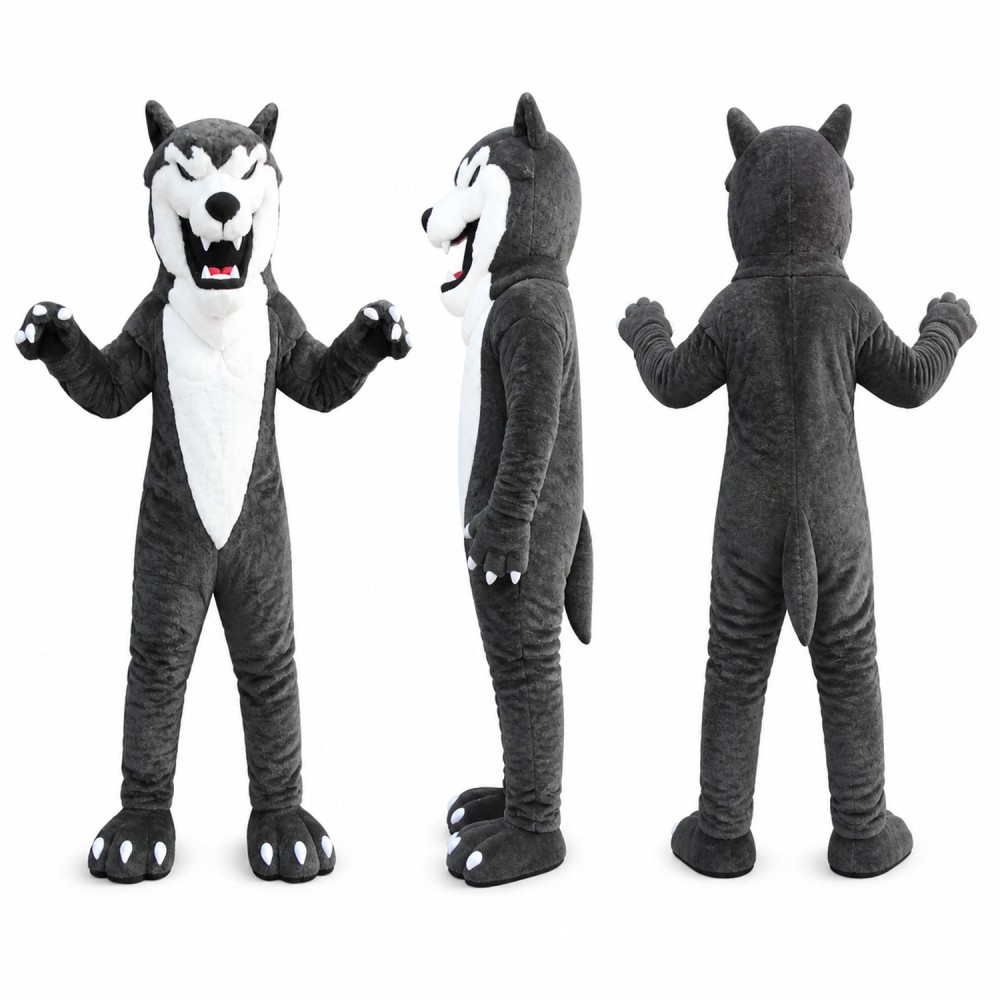 Wolf Mascot Costume in Gray with White Belly Adult Wolf Mascot Costume in Gray with White Belly Adult
