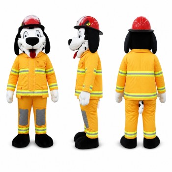 Dalmatian Firefighter Mascot Costume in White with Yellow Gear Adult