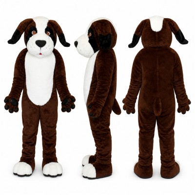 Saint Bernard Mascot Costume in Brown and White Adult