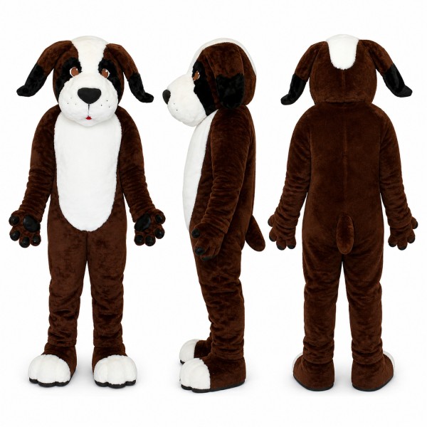 Saint Bernard Mascot Costume in Brown and White Adult