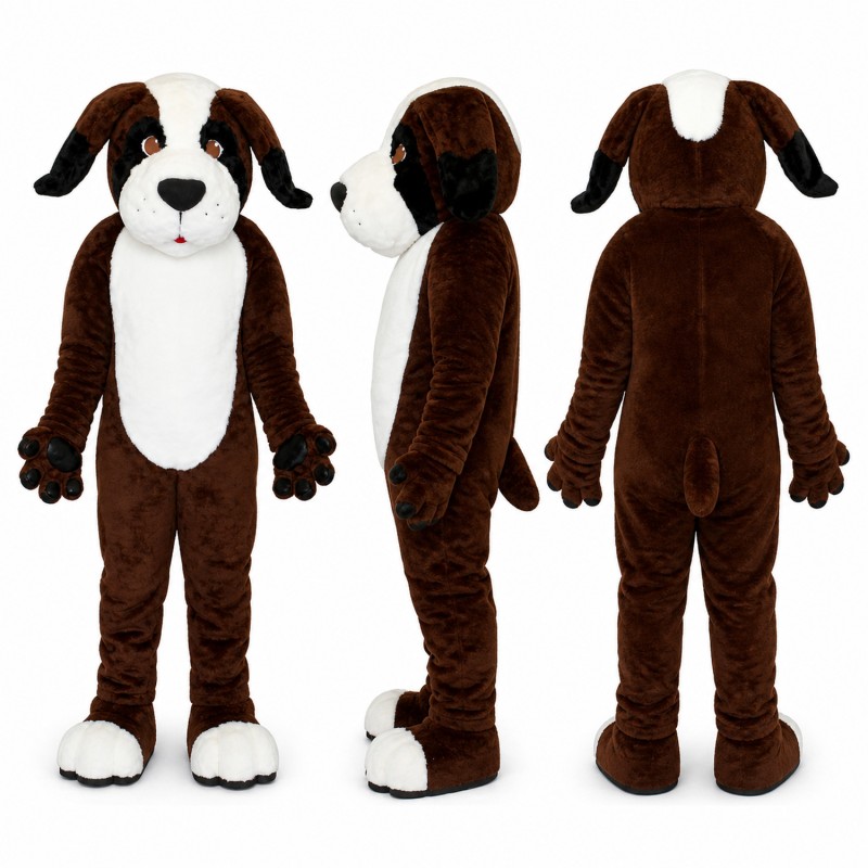 Saint Bernard Mascot Costume in Brown and White Adult