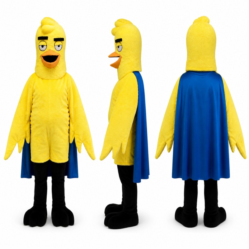 Bird Mascot Costume in Yellow with Navy Wing Tips Adult