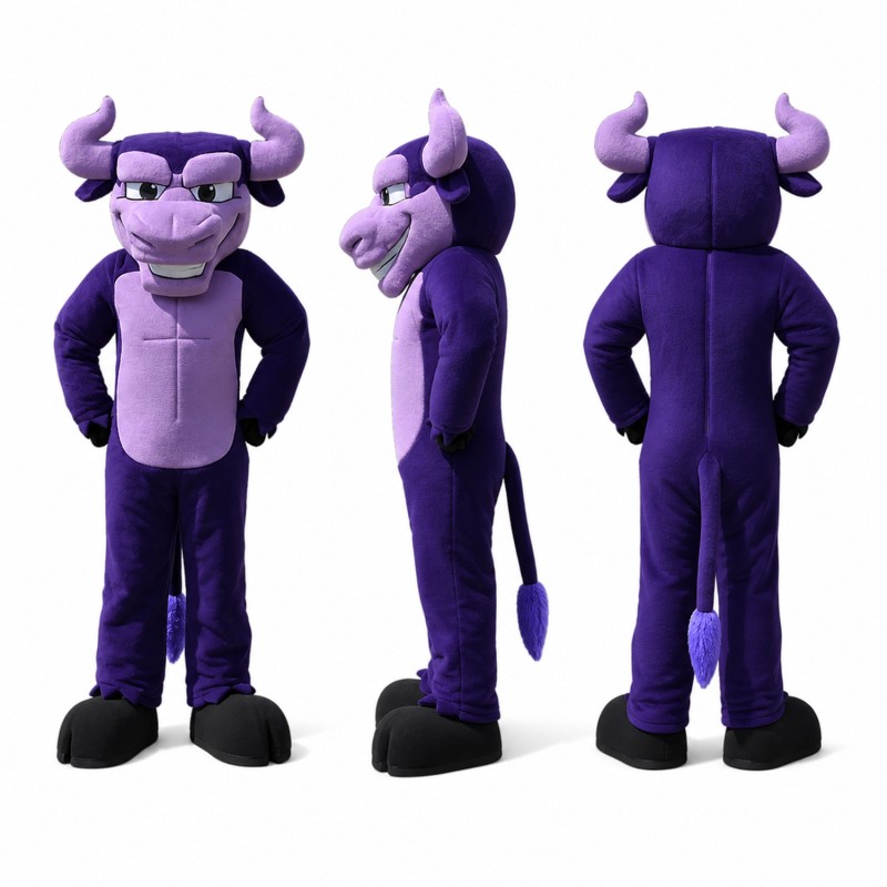 Bull Athlete Mascot Costume in Purple Adult