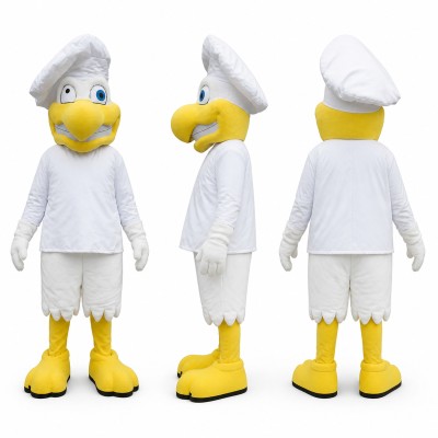 Eagle Mascot Costume in White with Yellow Beak Adult