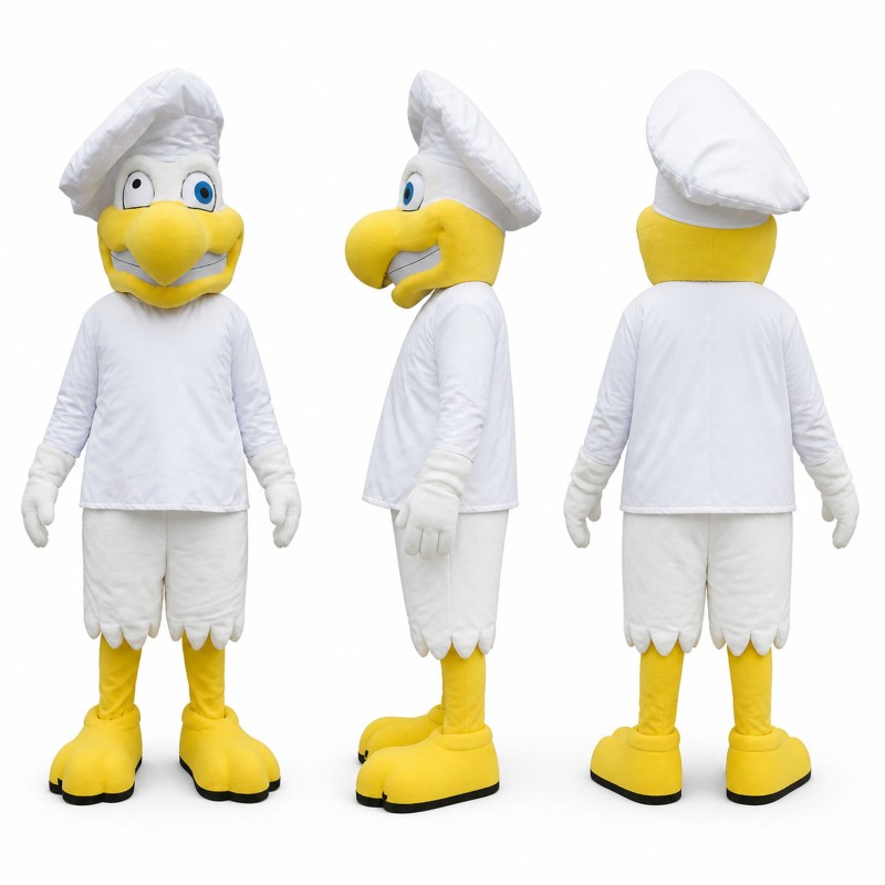 Eagle Mascot Costume in White with Yellow Beak Adult