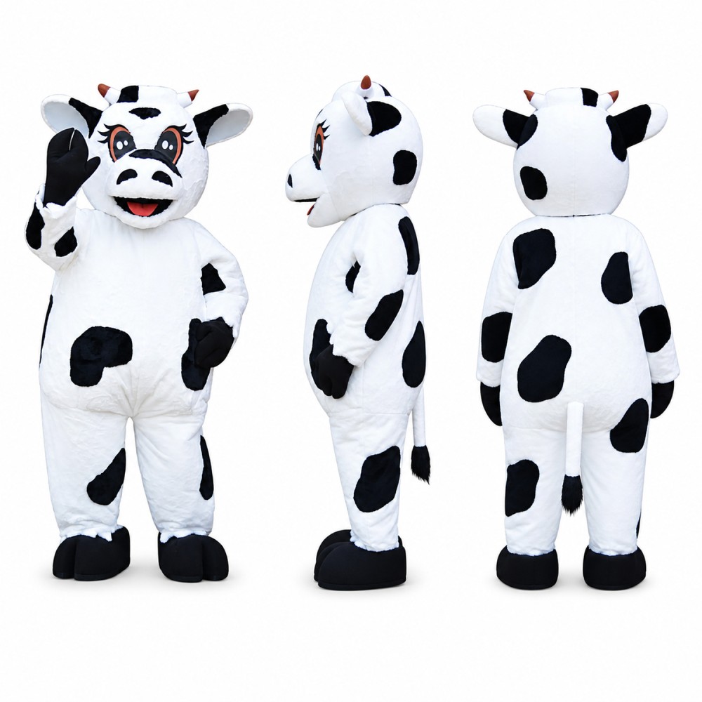 Cow Mascot Costume in Black and White Adult