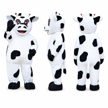 Cow Mascot Costume in Black and White Adult