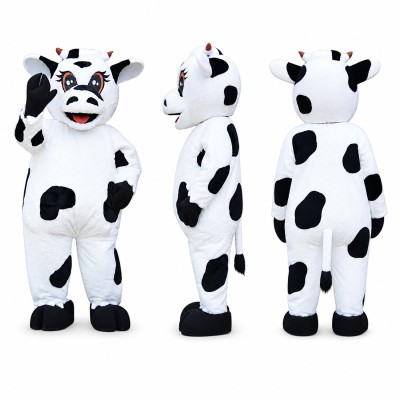 Cow Mascot Costume in Black and White Adult