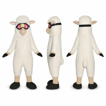 Sheep Mascot Costume in Cream with Pink Sunglasses Adult