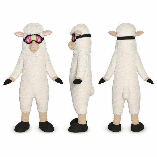 Sheep Mascot Costume in Cream with Pink Sunglasses Adult