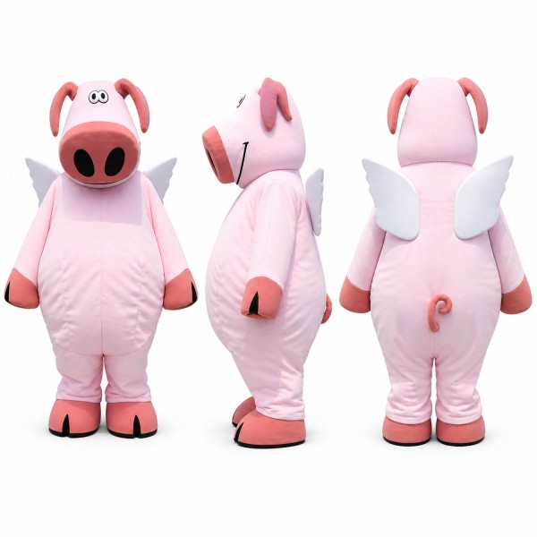Winged Pig Mascot Costume in Pink Adult