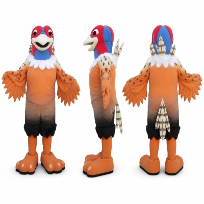 Bird Mascot Costume in Brown with Red Head Adult