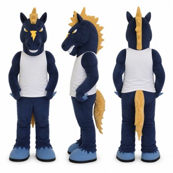 Horse Mascot Costume in Navy with White Belly Adult