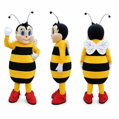 Female Bee Mascot Costume in Yellow and Black Adult