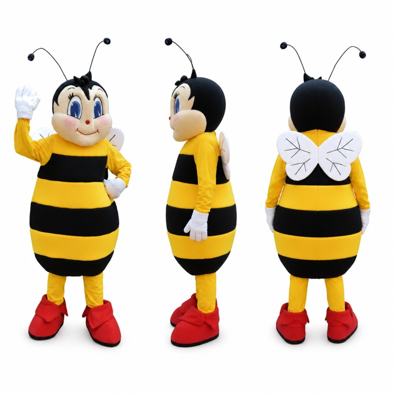 Female Bee Mascot Costume in Yellow and Black Adult