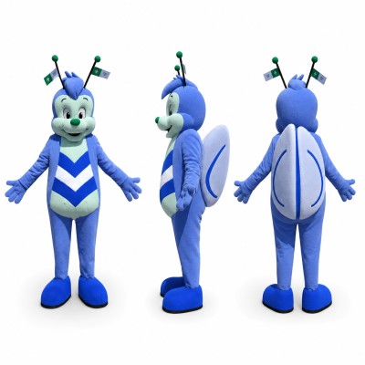 Bee Mascot Costume in Blue and White Adult