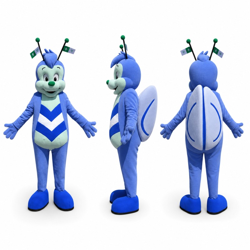Bee Mascot Costume in Blue and White Adult