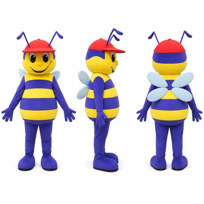 Bee Mascot Costume in Purple and Yellow Adult
