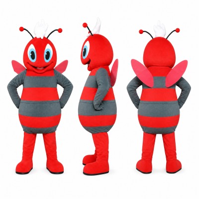 Beetle Mascot Costume in Red and Gray Adult