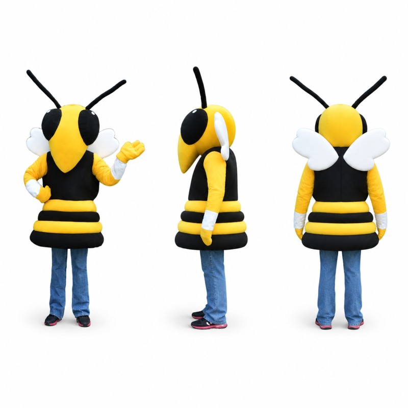 Bee Mascot Costume in Yellow and Black Adult