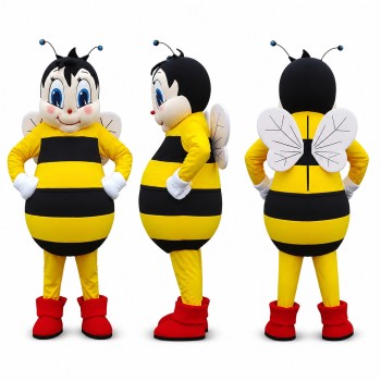 Female Bee Mascot Costume in Yellow and Black Adult