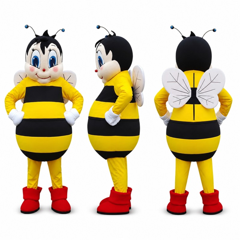 Female Bee Mascot Costume in Yellow and Black Adult