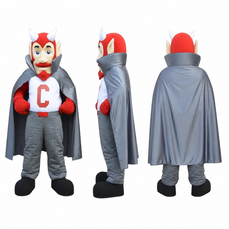 Animal Superhero Mascot Costume in Gray with Red Cape Adult