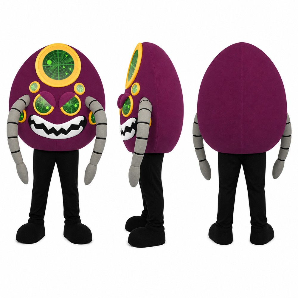 Oval Monster Mascot Costume in Purple and Green Adult Oval Monster Mascot Costume in Purple and Green Adult