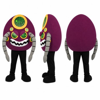 Oval Monster Mascot Costume in Purple and Green Adult