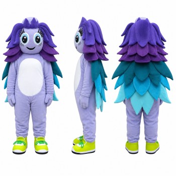 Furry Monster Mascot Costume in Purple with White Belly Adult