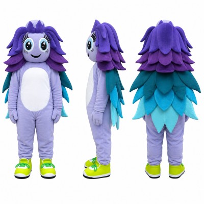 Furry Monster Mascot Costume in Purple with White Belly Adult